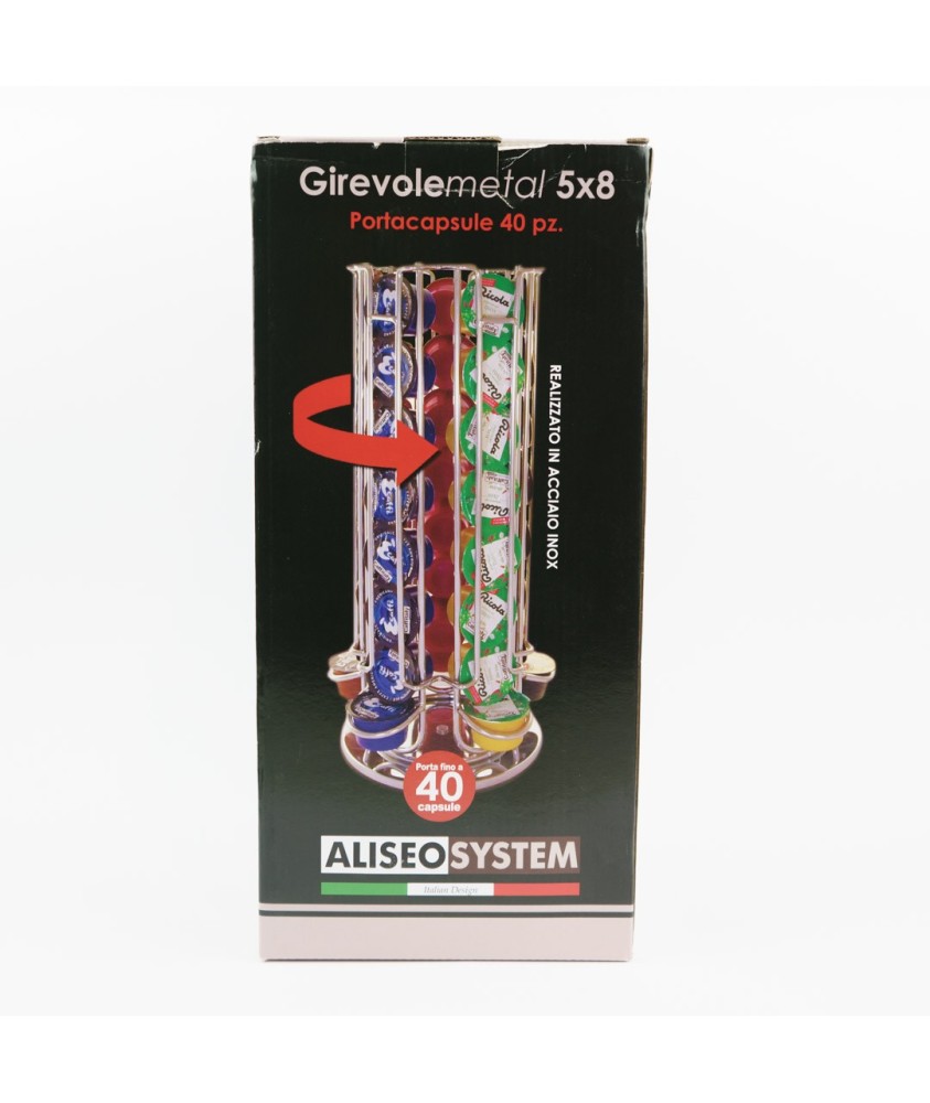 ALISEO GIRMET  porta capsule girevole CAFFITALY -AMM- LAVAZZA BLU  girevole acciaio40 pz